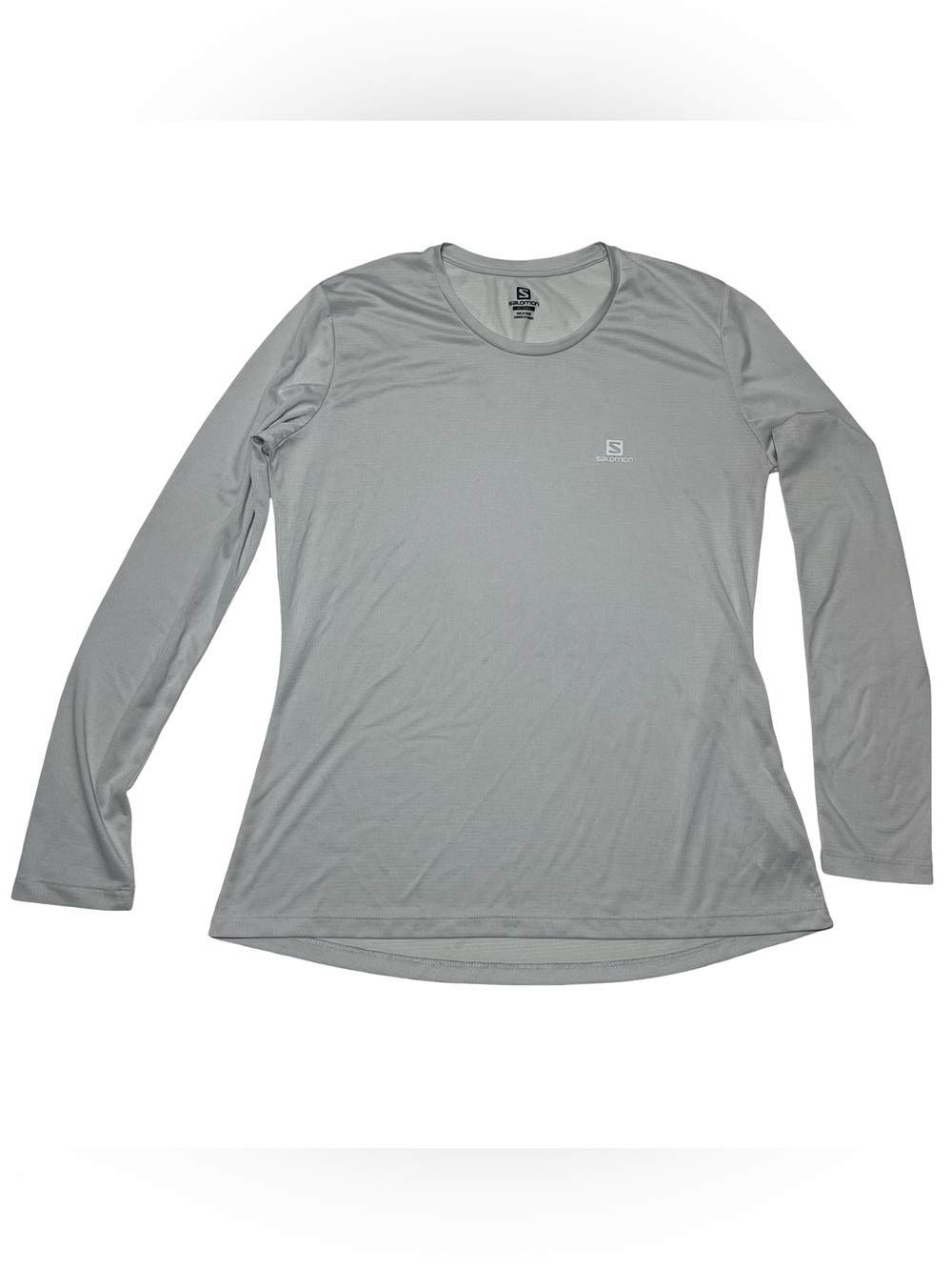 Salomon Silver Gray Long Sleeve Polyester Running Training Women’s Large